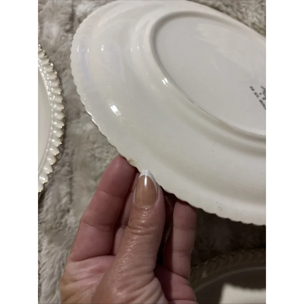 Harker Pottery Co. 22 kt gold  Wild Rose (Royal Gadroon) Dinner Plate Lot Of 6